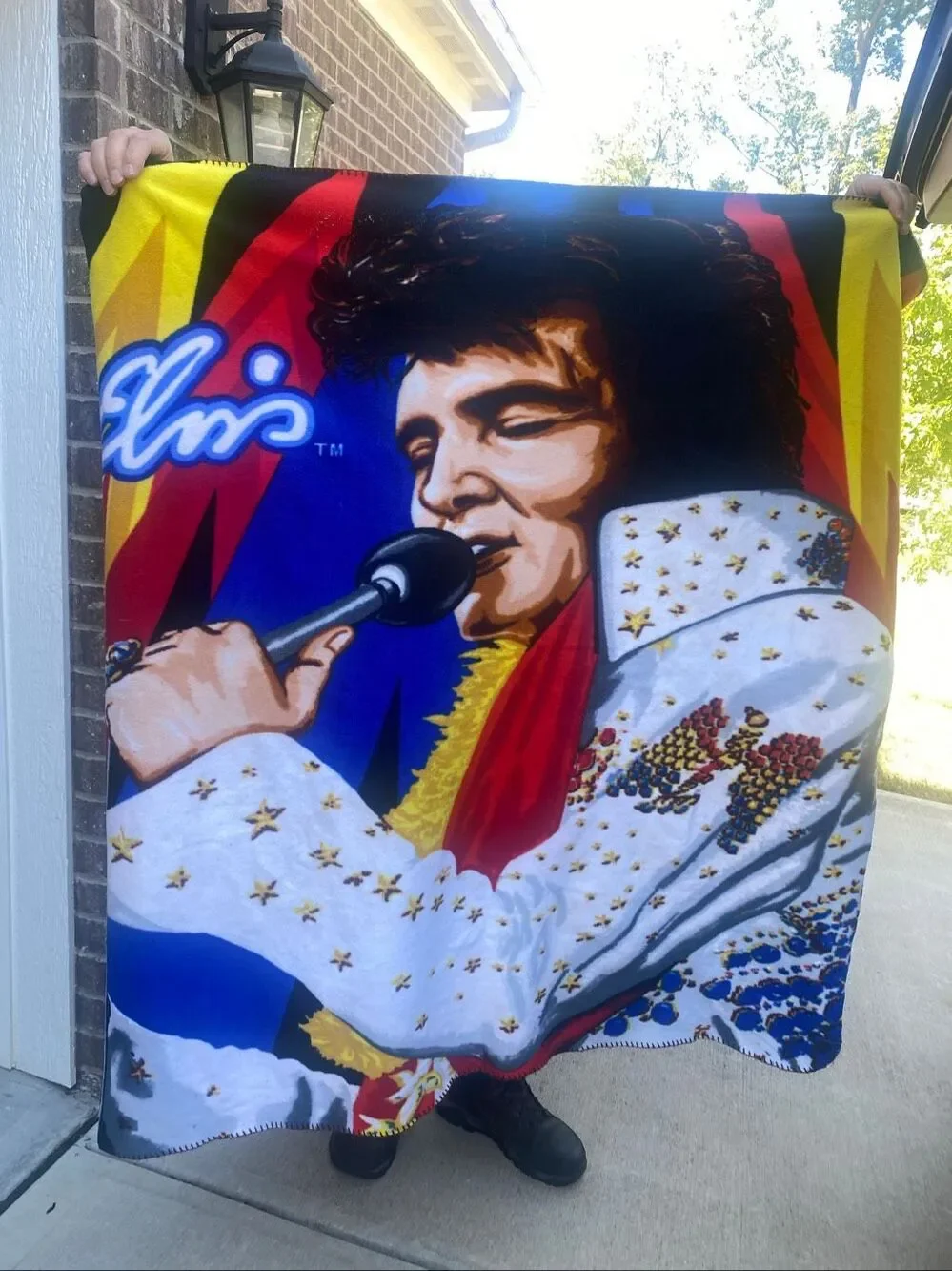 Elvis Presley 2012 polyester fleece the Northwest Company blanket Stain